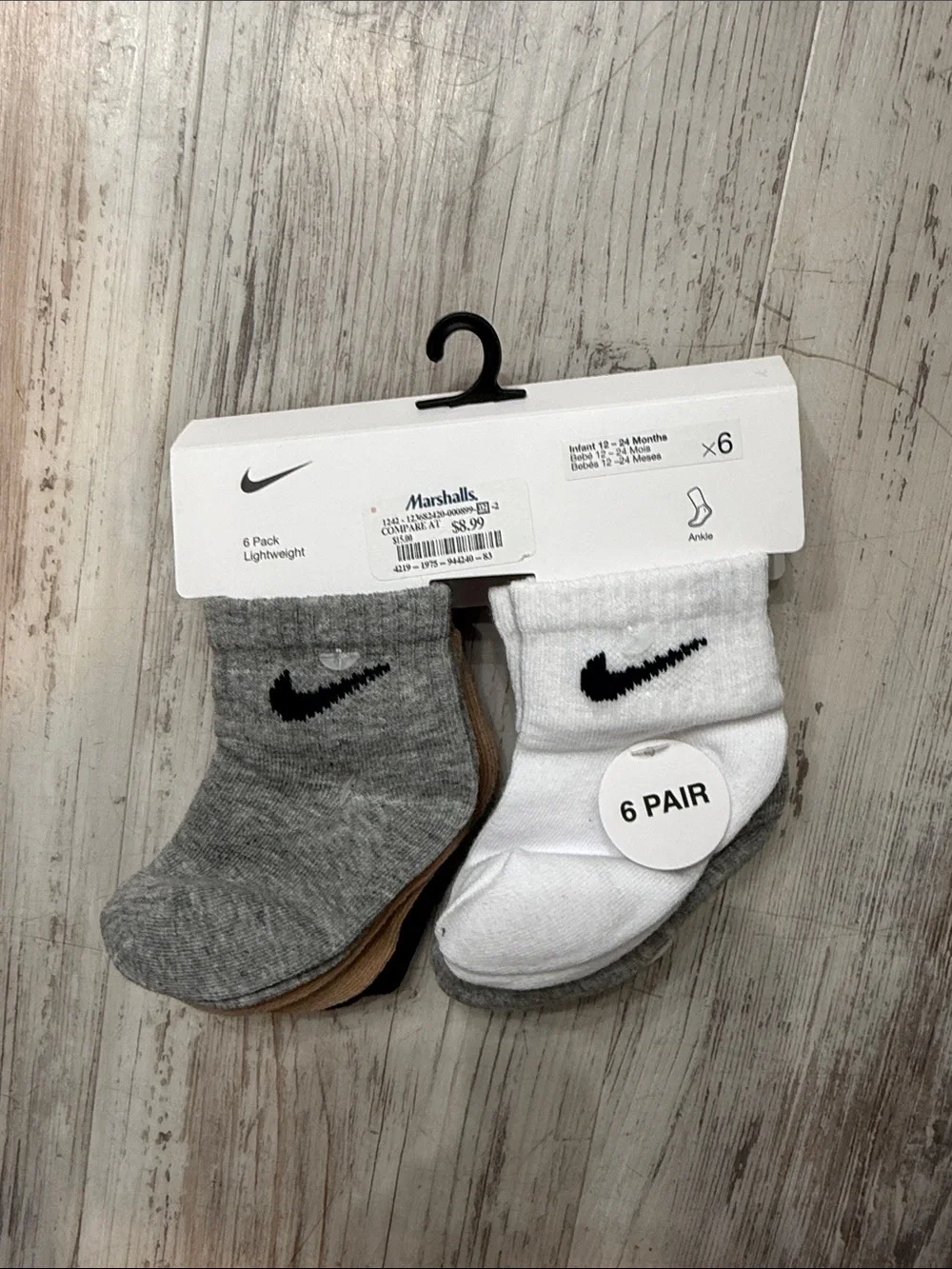 Nike Kids 6-Pack Ankle Socks - White, Gray, Brown